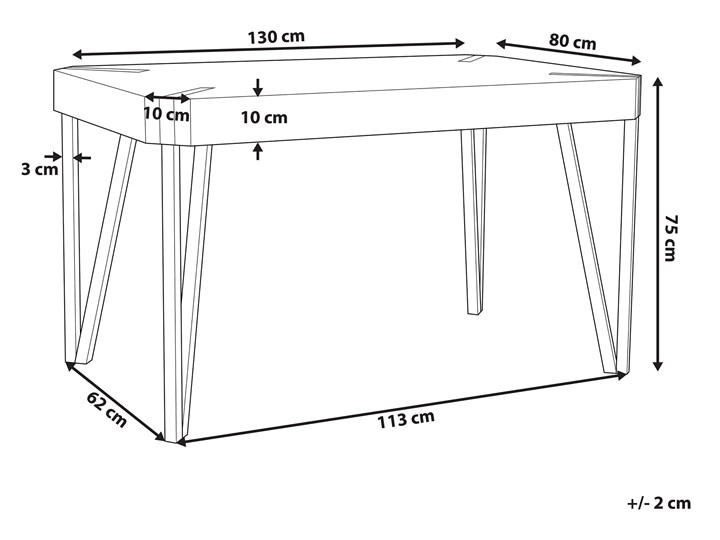 Stół do jadalni jasne drewno czarne metalowe nogi 130 x 90 cm prostokątny styl industrialny Płyta MDF Długość 130 cm Styl Rustykalny Pomieszczenie Stoły do jadalni