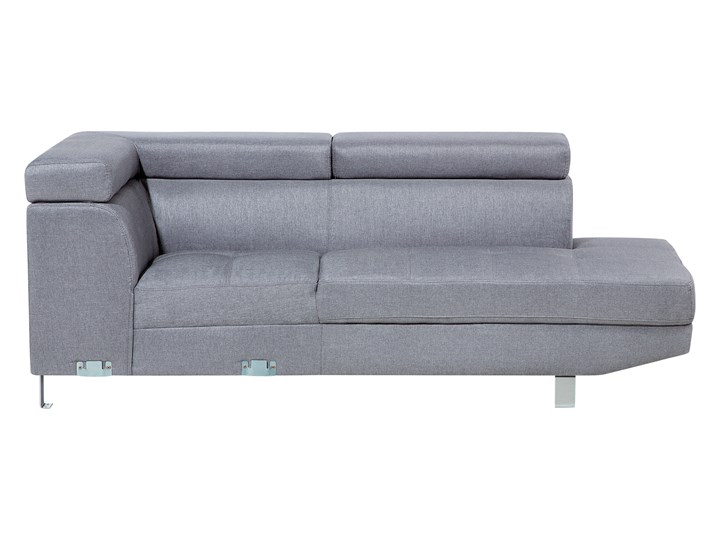 Narożnik lewostronny jasnoszary tapicerowany 5 osobowa sofa z regulowanymi zagłówkami Szerokość 261 cm Styl Nowoczesny