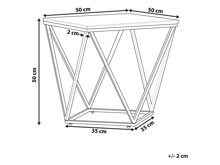 Stolik kawowy biały kwadratowy blat złota metalowa rama 50 x 50 cm efekt marmuru Zestaw stolików Płyta MDF Styl Nowoczesny