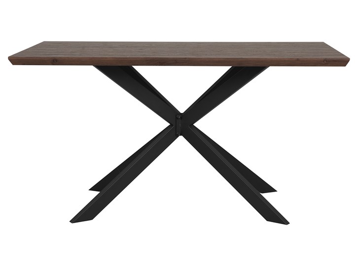 Stół obiadowy ciemny drewniany blat metalowe czarne nóżki prostokątny 140 x 80 cm nowoczesny wygląd Długość 140 cm Rozkładanie Płyta MDF Drewno Styl Industrialny