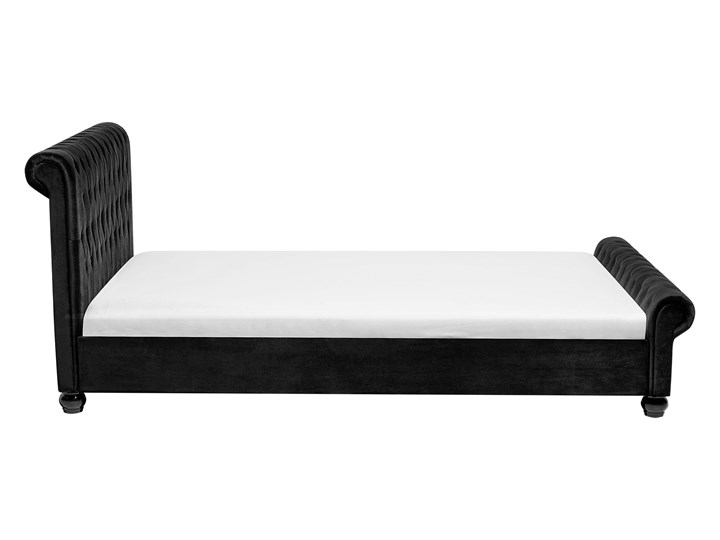 Łóżko ze stelażem czarne welurowe 160 x 200 cm z zagłówkiem pikowane styl glamour Łóżko tapicerowane Kategoria Łóżka do sypialni