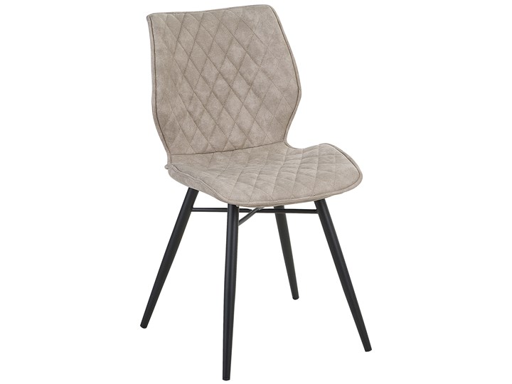 Beliani Zestaw 2 krzeseł beżowych tapicerowanych z metalowymi czarnymi nogami do jadalni styl nowoczesny industrialny Tapicerowane Pikowane Drewno Tkanina Tworzywo sztuczne Model Krzesła pikowane