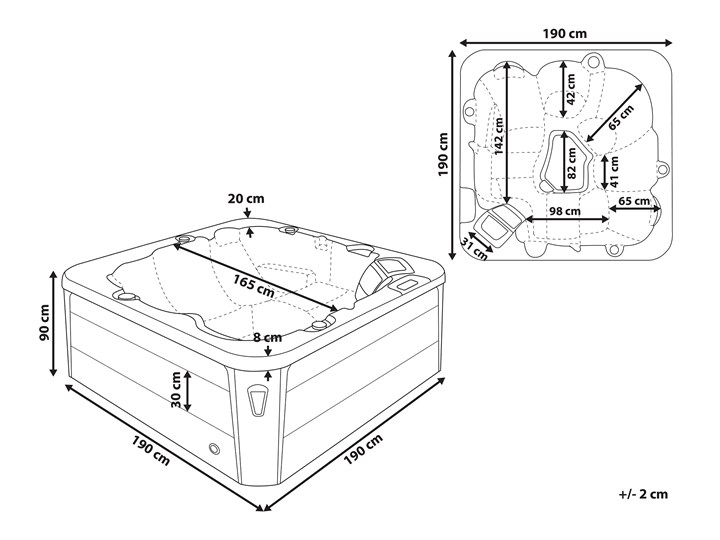 Wanna ogrodowa niebieska akrylowa zewnętrzne spa z LED i hydromasażem Kategoria Jacuzzi