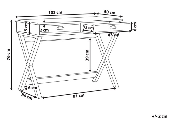 Biurko białe z jasnym blatem MDF 103 x 50 cm z szufladami małe skandynawski Płyta MDF Drewno Sosna Kolor Biały