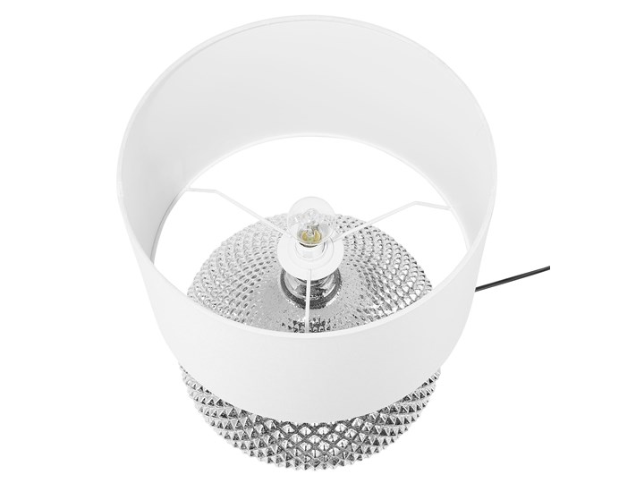 Lampa stołowa srebrna biała 55 cm szklana podstawa wysoki połysk glamour Lampa nocna Kolor Srebrny