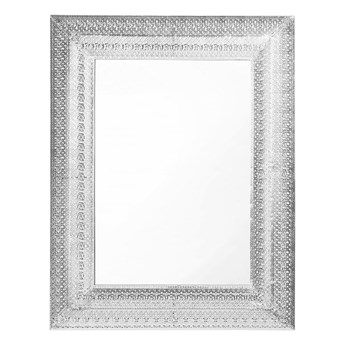 Lustro ścienne wiszące srebrne 70 x 90 cm prostokątne vintage retro sypialnia salon łazienka
