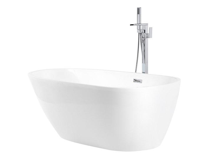 Wanna wolnostojąca biała akrylowa 170 x 80 cm owalna zaokrąglona nowoczesny design Wolnostojące Kolor Biały