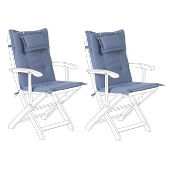 Beliani Poduszki na krzesła ogrodowe niebieska z poliestru odporna na promieniowanie UV zestaw 2