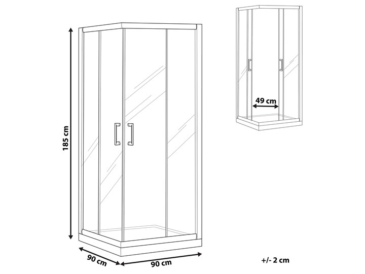 Kabina prysznicowa srebrna szkło hartowane aluminum podwójne drzwi 80x90x185cm nowoczesny design Kwadratowa Rodzaj drzwi Rozsuwane