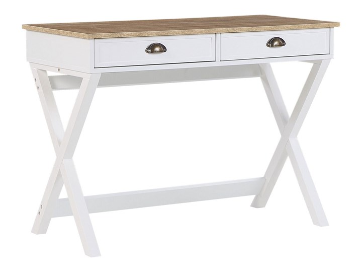 Biurko białe z jasnym blatem MDF 103 x 50 cm z szufladami małe skandynawski Sosna Płyta MDF Drewno Kategoria Biurka