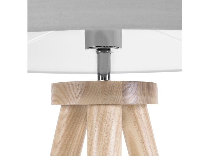 Beliani Lampa stojąca szara jasne drewno dębowe 142 cm trójnóg okrągły abażur nowoczesna Lampa z abażurem Styl Nowoczesny Lampa sztalugowa Pomieszczenie Sypialnia