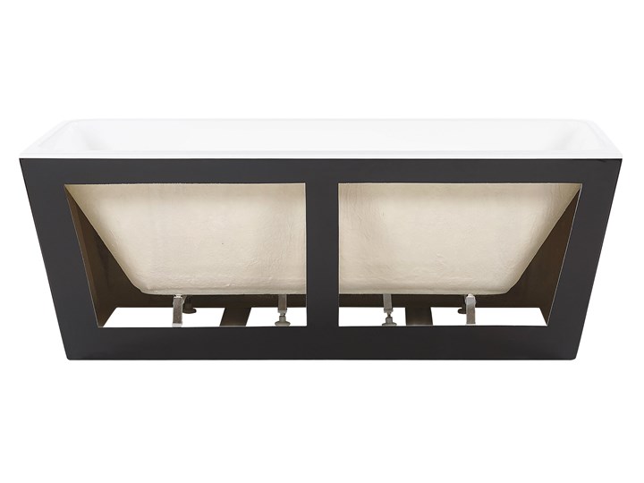 Wanna czarna akrylowa 170 x 80 cm system przelewowy prostokątna minimalistyczny design Symetryczne Kolor Czarny Kategoria Wanny