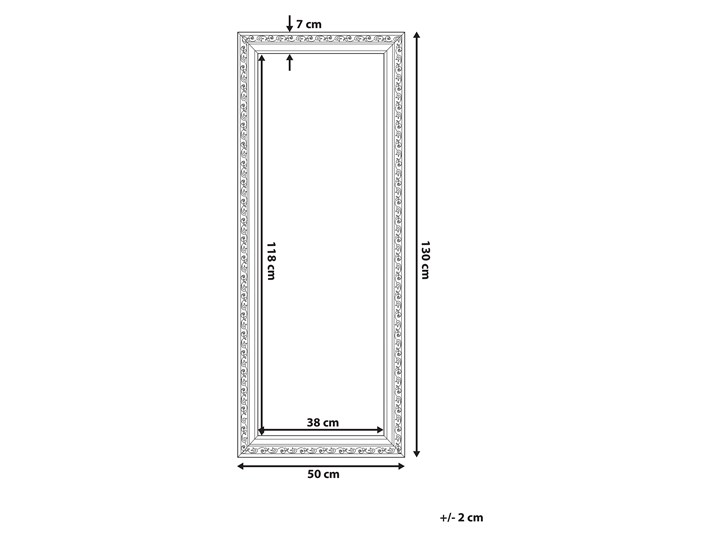 Lustro ścienne wiszące biało-srebrne 50 x 130 cm łazienka przedpokój Lustro z ramą Prostokątne Kolor Biały