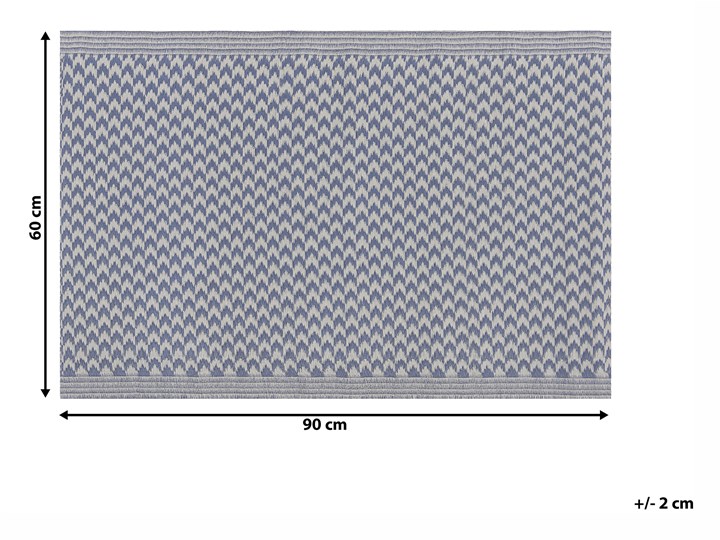 Dywan zewnętrzny granatowy materiał syntetyczny dodatki na balkon prostokątna mata 60 x 90 cm zygzakowaty wzór Dywany 60x90 cm Prostokątny Syntetyk Pomieszczenie Balkon i taras