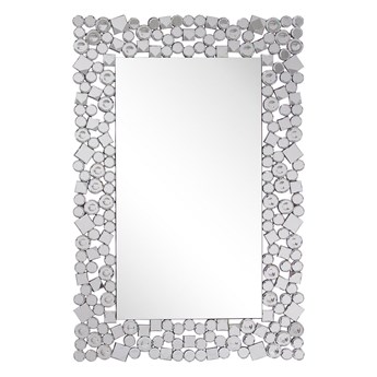 Lustro ścienne srebrne 60 x 90 cm prostokątne wiszące dekoracyjna rama styl glamour