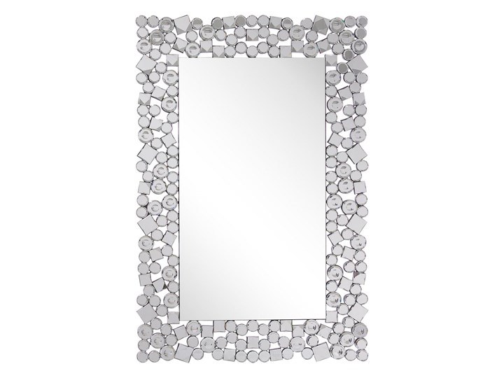 Lustro ścienne srebrne 60 x 90 cm prostokątne wiszące dekoracyjna rama styl glamour Lustro z ramą Kolor Srebrny