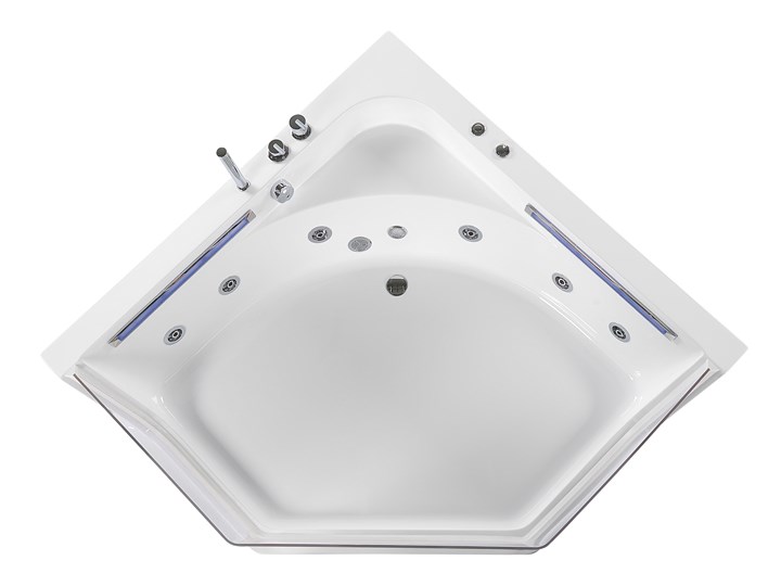 Wanna narożna biała LED hydromasaż system nowoczesna dla 2 osób Stal Akryl Kolor Biały Kategoria Wanny