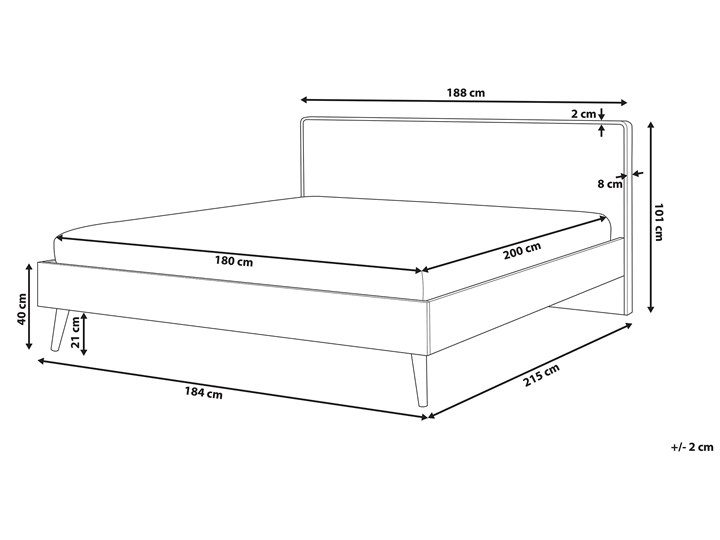 Łóżko białe jasne drewno 180 x 200 cm z ramą stelażem i zagłówkiem skandynawski design minimalistyczne Łóżko drewniane Kategoria Łóżka do sypialni Kolor Beżowy