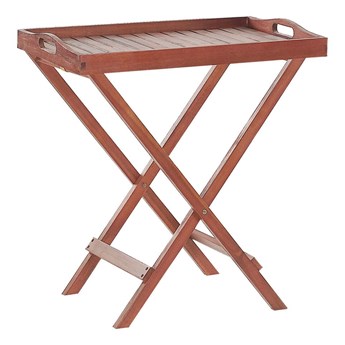 Stolik ogrodowy ciemne drewno lite akacjowe 68 x 45 x 73 cm składany z tacą Beliani