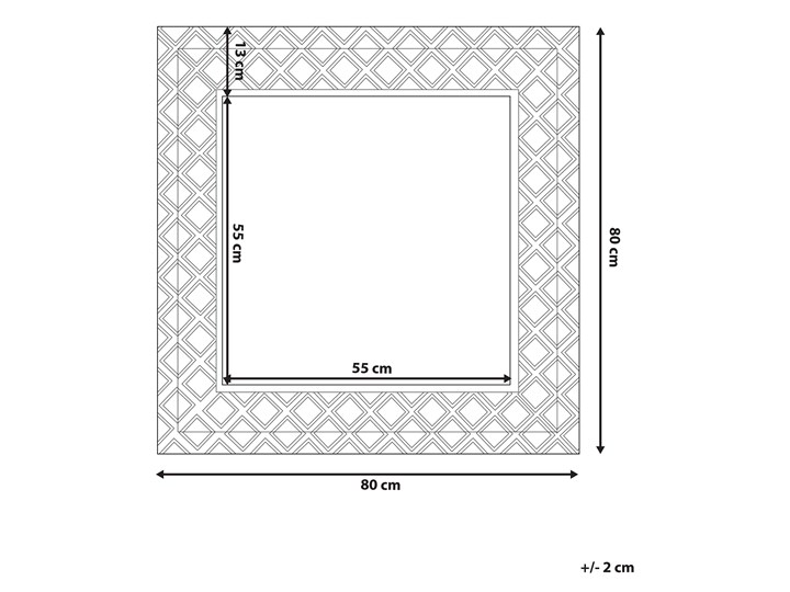 Lustro wiszące dekoracyjne kwadratowe srebrne 80 x 80 cm orientalna rama w romby Lustro z ramą Ścienne Kolor Srebrny