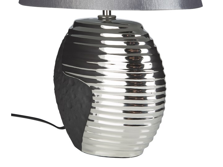 Lampka nocna czarna ze srebrnym ceramiczna ozdobna Kolor Czarny Lampa dekoracyjna Lampa z kloszem Lampa nocna Kategoria Lampy stołowe