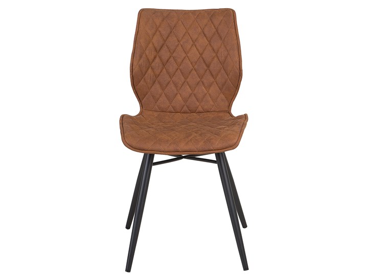 Zestaw 2 krzeseł brązowych tapicerowanych z metalowymi czarnymi nogami do jadalni styl nowoczesny industrialny Pikowane Tkanina Tapicerowane Szerokość 44 cm Wysokość 86 cm Tworzywo sztuczne Głębokość 56 cm Drewno Styl Vintage