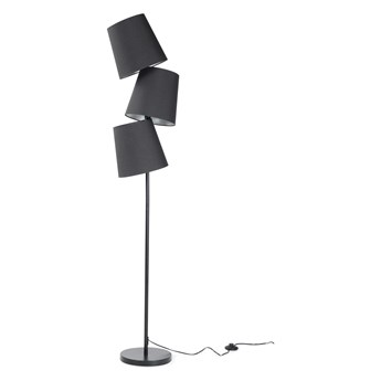 Beliani Lampa stojąca czarna metalowa 164 cm trzy abażury dekoracyjna nowoczesna