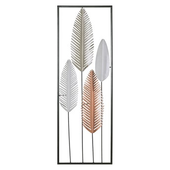 Dekoracja ścienna srebrno-złota pióra metalowa 90 x 31 cm ozdoba styl nowoczesny