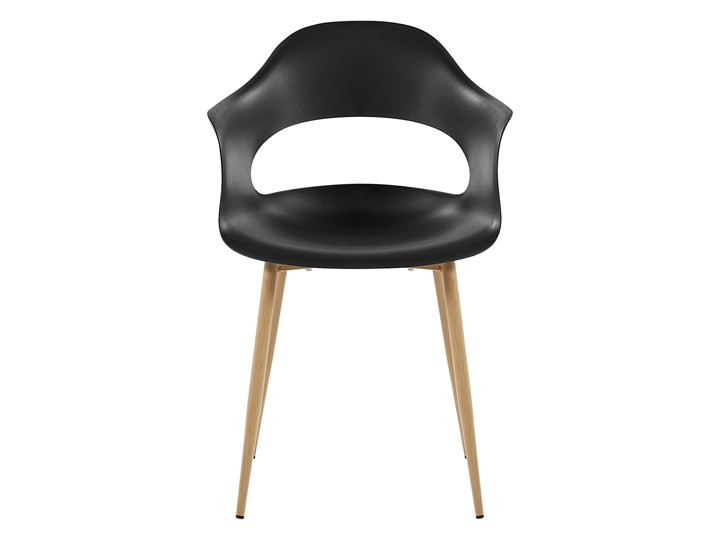 Zestaw 2 krzeseł czarnych plastikowych nóżki jasne drewno ozdobne do jadalni styl skandynawski Metal Wysokość 81 cm Szerokość 54 cm Głębokość 47 cm Tworzywo sztuczne Pomieszczenie Jadalnia