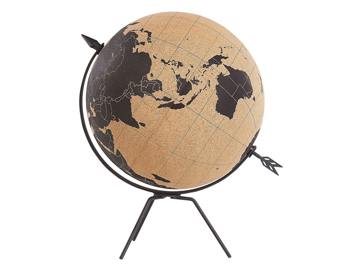 Figurka dekoracyjna globus brązowy korek 25 cm Metal Globusy Kolor Czarny Kategoria Figury i rzeźby
