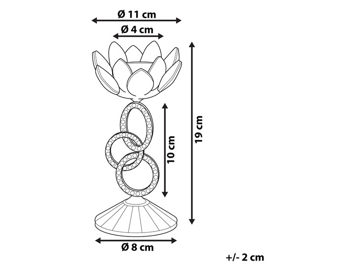 Świecznik srebrny metalowy 17 cm glamour kryształowy kwiat Szkło Kategoria Świeczniki i świece
