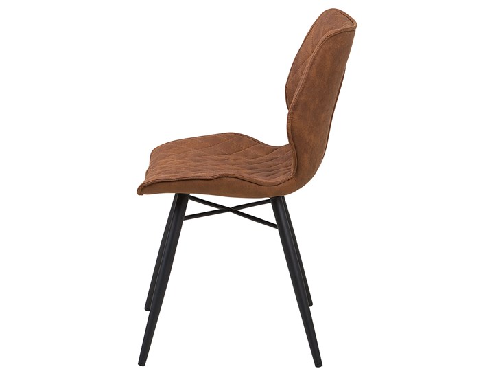 Zestaw 2 krzeseł brązowych tapicerowanych z metalowymi czarnymi nogami do jadalni styl nowoczesny industrialny Wysokość 86 cm Pikowane Szerokość 44 cm Głębokość 56 cm Drewno Tkanina Tworzywo sztuczne Styl Vintage Tapicerowane Pomieszczenie Jadalnia