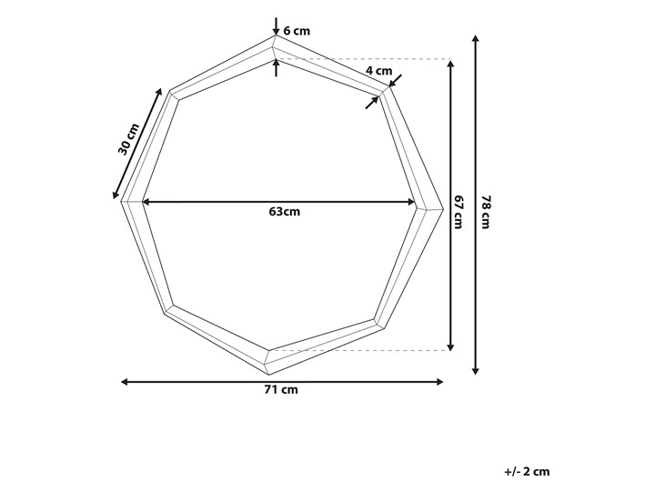 Lustro ścienne wiszące złote geometryczne ośmiokąt 71 cm Lustro z ramą Styl Klasyczny Nieregularne Pomieszczenie Salon