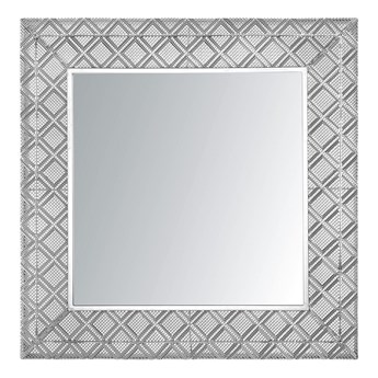 Lustro wiszące dekoracyjne kwadratowe srebrne 80 x 80 cm orientalna rama w romby