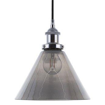 Lampa wisząca przezroczysta szklana 130 cm chromowany akcent przydymiony klosz współczesna