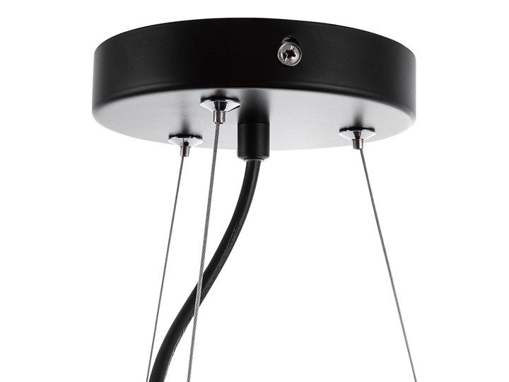Lampa wisząca czarna metalowa 121 cm ażurowa geometryczny klosz 3 żarówki nowoczesna Lampa inspirowana Tworzywo sztuczne Kolor Czarny