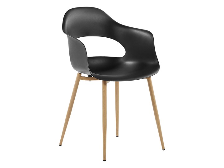 Zestaw 2 krzeseł czarnych plastikowych nóżki jasne drewno ozdobne do jadalni styl skandynawski Wysokość 81 cm Głębokość 47 cm Metal Styl Industrialny Tworzywo sztuczne Szerokość 54 cm Pomieszczenie Jadalnia