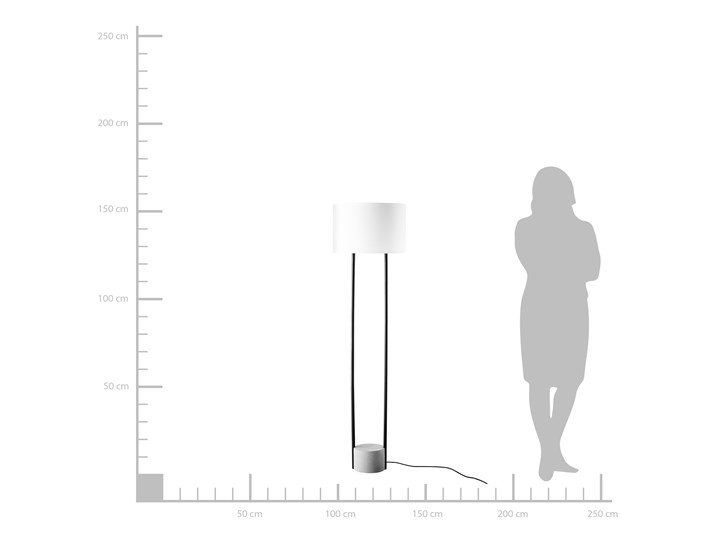 Beliani Lampa stojąca biała czarna 153 cm metalowe nogi betonowa podstawa okrągły abażur nowoczesna Styl Tradycyjny Tkanina Lampa z abażurem Lampa inspirowana Styl Industrialny