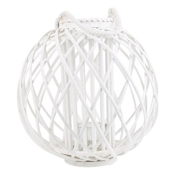 Lampion dekoracyjny biały drewniany 41 cm ozdobna latarnia na świecę