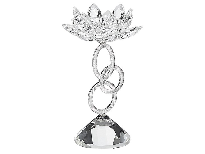 Świecznik srebrny metalowy 17 cm glamour kryształowy kwiat Szkło Kategoria Świeczniki i świece