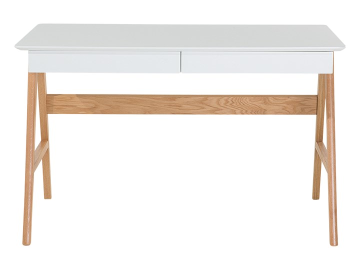 Biurko białe na drewnianych nóżkach 120 x 70 cm z szufladami styl skandynawski Płyta MDF Biurko komputerowe Kategoria Biurka Szerokość 120 cm Drewno Pomieszczenie Biuro