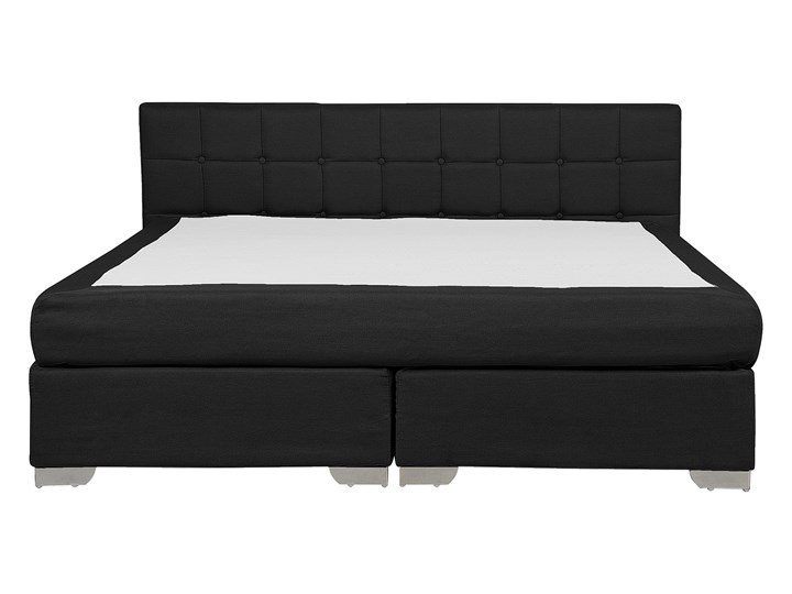 Łóżko kontynentalne czarne tapicerowane 180 x 200 cm dwuosobowe z materacem i pikowanym zagłówkiem Łóżko tapicerowane Kategoria Łóżka do sypialni