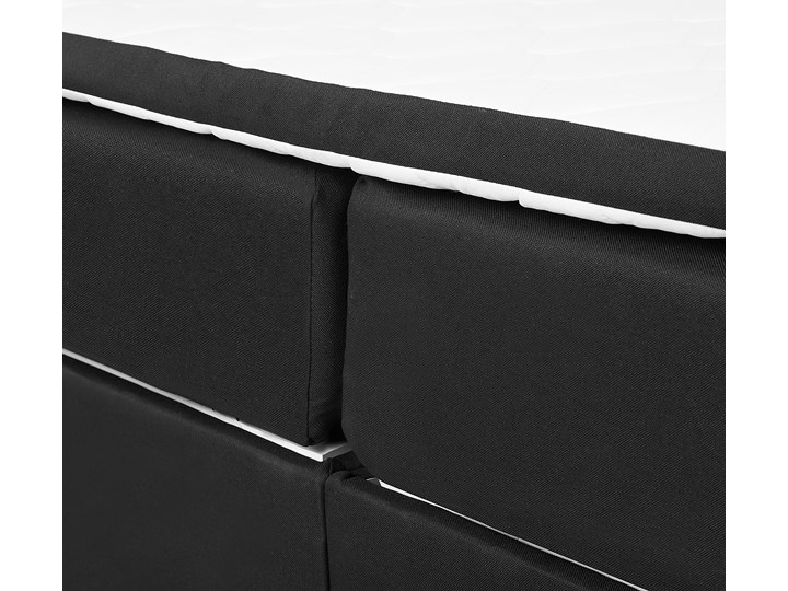 Łóżko kontynentalne z pojemnikiem i materacem czarne tapicerowane materiałem 160 x 200 cm retro design Kolor Czarny Łóżko tapicerowane Kategoria Łóżka do sypialni