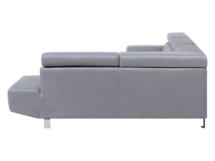 Narożnik lewostronny jasnoszary tapicerowany 5 osobowa sofa z regulowanymi zagłówkami Szerokość 261 cm Strona Lewostronne