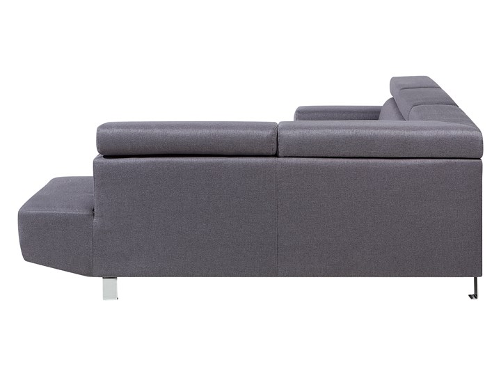 Narożnik lewostronny szary tapicerowany 5 osobowa sofa z regulowanymi zagłówkami W kształcie L Boki Z bokami Styl Nowoczesny