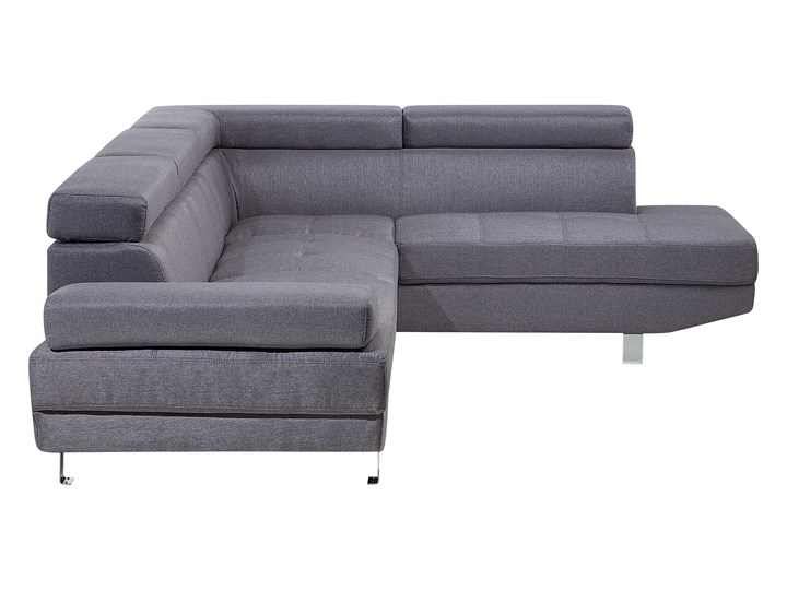 Narożnik lewostronny szary tapicerowany 5 osobowa sofa z regulowanymi zagłówkami Kategoria Narożniki W kształcie L Styl Nowoczesny
