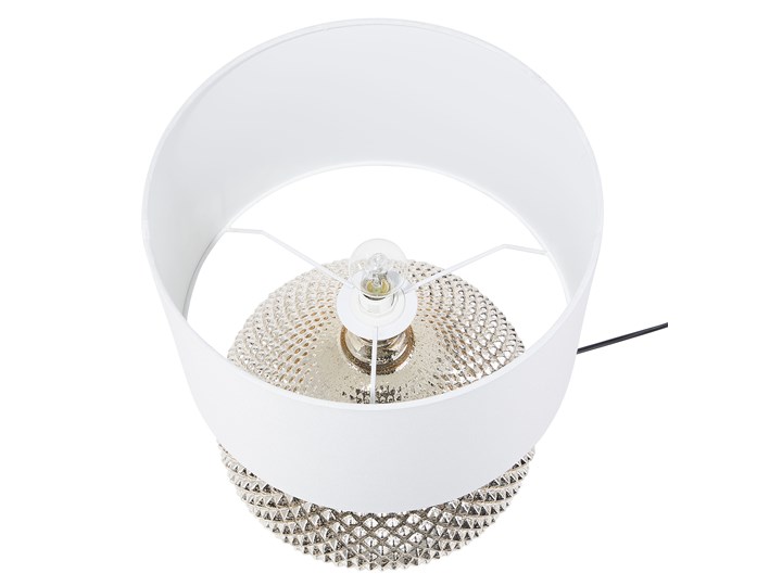 Lampa stołowa złota biała 55 cm szklana podstawa wysoki połysk glamour Styl Nowoczesny Lampa nocna Lampa z abażurem Kolor Biały