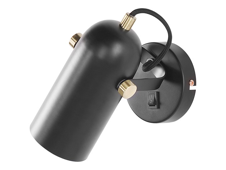Beliani Lampa ścienna czarna metalowa 17 cm regulowany klosz styl industrialny kinkiet do sypialni salonu Kinkiet z kloszem Funkcje Kinkiet nad lustro