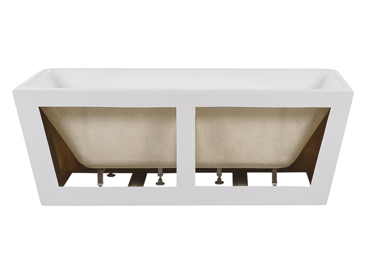 Wanna biała akrylowa 170 x 80 cm system przelewowy prostokątna minimalistyczny design Kolor Biały Symetryczne Kategoria Wanny