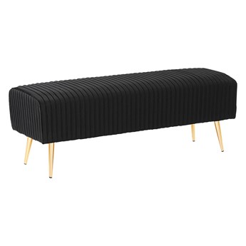 Beliani Ławka tapicerowana czarna welurowa złote metalowe nogi 118 cm ławeczka do sypialni salonu przedpokoju styl glamour